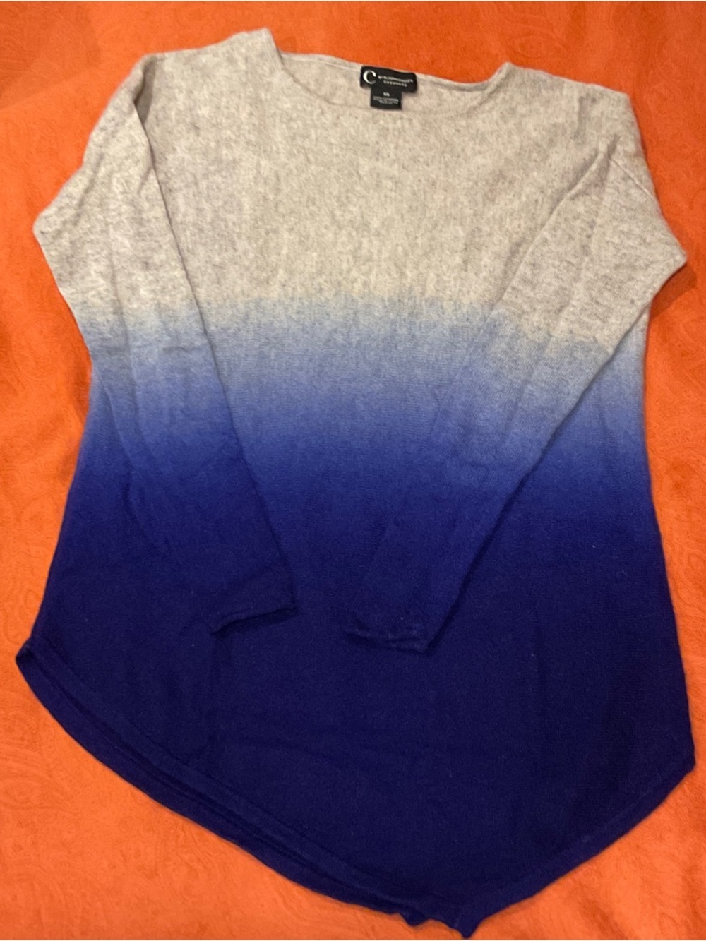C. Wonder Gray to Blue Ombre Scoopneck Sweater
